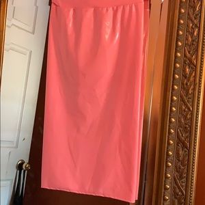 Paten Leather Pink Pencil Skirt